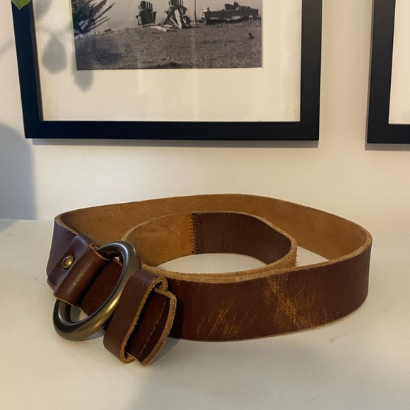 Lucky Brand Brown Leather Belt with Brass Buckle - Picture 4 of 5